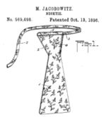 EarlyBandedClipOnTiePatentIllustrnMJacobowitz1896_US569498.png