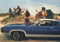 1976 Print Ad of Simoniz Car Wax w Kawasaki Dirt Bike Plymouth Satellite Sebring.jpg