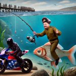 DALL·E 2024-09-25 18.40.58 - A humorous underwater scene featuring a drunk Russian soldier in...jpeg